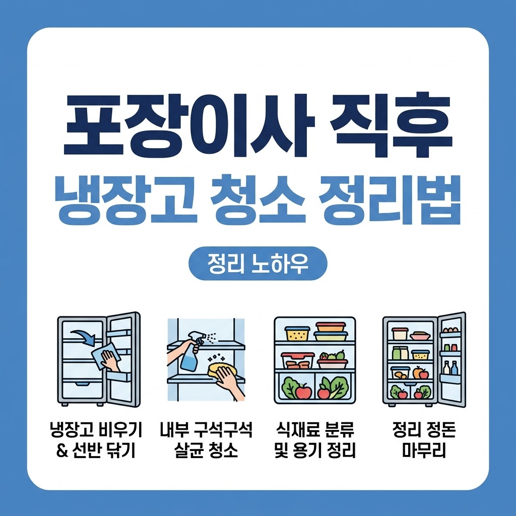 포장이사 작업 직후 냉장고 내부 청소 및 정리 정돈 순서 완벽 가이드
